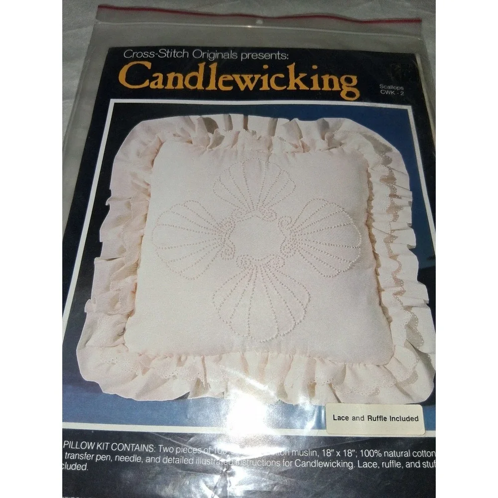 Vintage Candlewicking Pillow Kit Cross Stitch Originals Scallops CWK-2 New